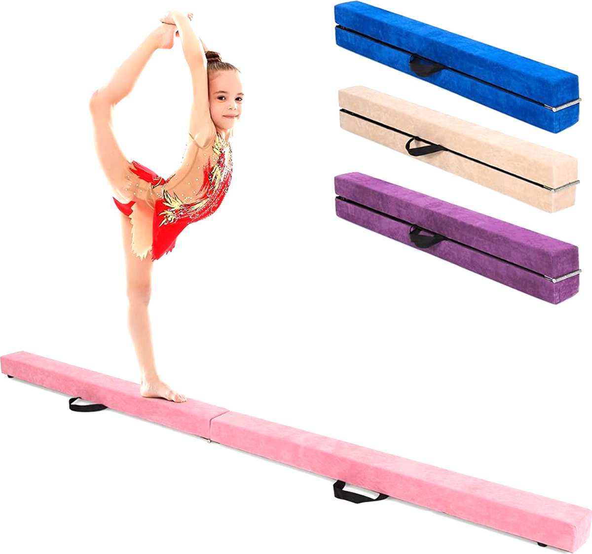 SPORTNOW Evenwichtsbalk 2,4 m, Opvouwbaar, Antislip Bodem, voor 3 Jaar, tot 80 kg, Roze SPORTNOW Evenwichtsbalk 2,4 m, Opvouwbaar, Antislip Bodem, voor 3 Jaar, tot 80 kg, Roze