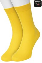 Bonnie Doon Basic Sokken Dames Geel maat 36/42 - 2 paar - Basis Katoenen Sok - Gladde Naden - Brede Boord - Uitstekend Draagcomfort - Perfecte Pasvorm - 2-pack - Multipack - Effen - Yellow - OL834222.397