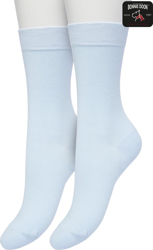 Foto: Bonnie doon basic sokken dames licht blauw maat 36 42 2 paar basis katoenen sok gladde naden brede boord uitstekend draagcomfort perfecte pasvorm 2 pack multipack babyblauw lichtblauw poeder ballad blue ol834222 70