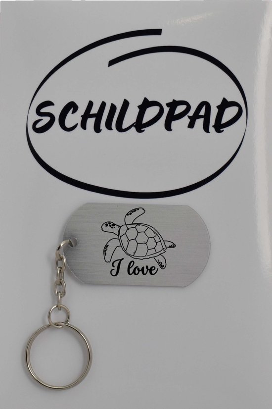 Schildpad sleutelhanger inclusief kaart – Schildpad liefhebber cadeau - animals - Leuk kado voor je dieren liefhebber om te geven - 2.9 x 5.4CM