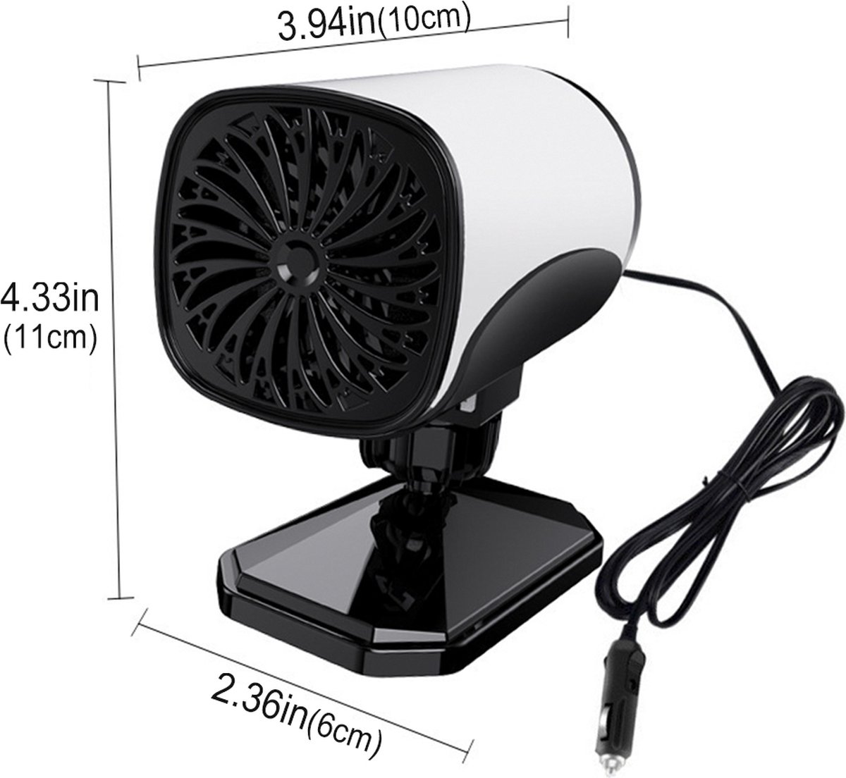 Draagbare autoverwarming, 12 V, 120 W, voor het ontdooien van sneeuw, 12 x 12 x 5 cm, voor alle auto's, 2-in-1 ventilatoren voor snelle verwarming en koeling