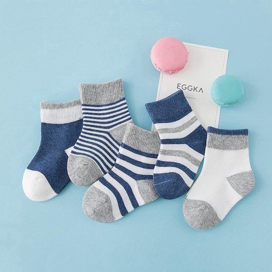 5 pack - Jongens baby sokjes blauw strepen (1-3 jaar) - dreumes sokken