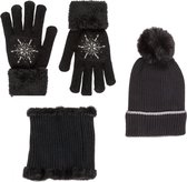 Winterset dames zwart - Muts | Colsjaal | Handschoenen - Winter set sjaal