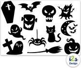Herbruikbare raamsticker Halloween - Kleur zwart - Statische raamstickers Halloween - Halloween decoratie - Raamdecoratie - Zwart - A4