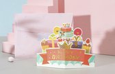 5 x 3D Pop up Minikaartjes + Mini-envelopjes / kleine cadeau kaartjes met enveloppen | Happy Birthday Taart