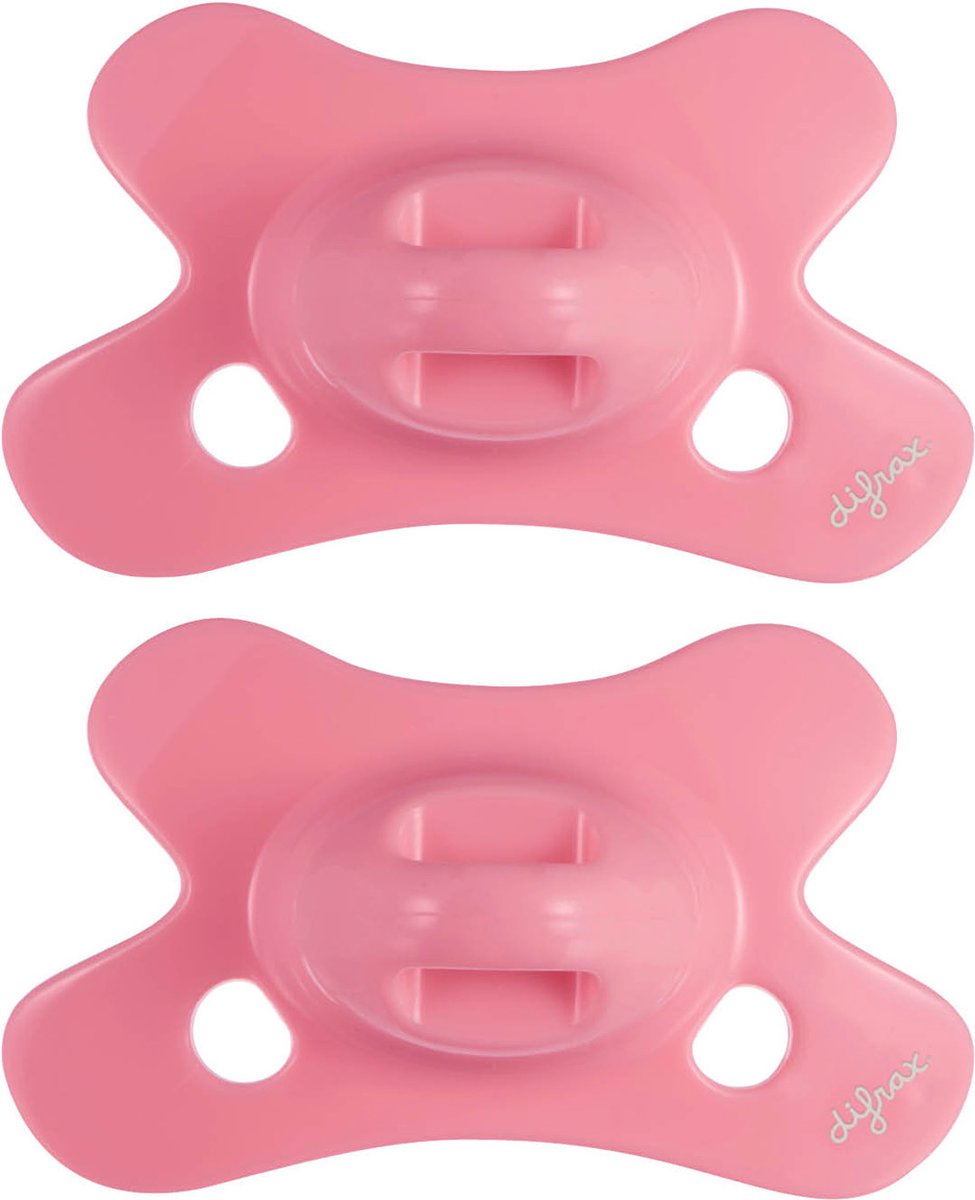 Difrax Fopspeen Natural - 0 tot 6 Maanden - Roze - 2 Stuks