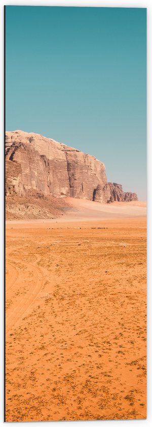 WallClassics - Dibond - Sahara met berg - 40x120 cm Foto op Aluminium (Met Ophangsysteem)