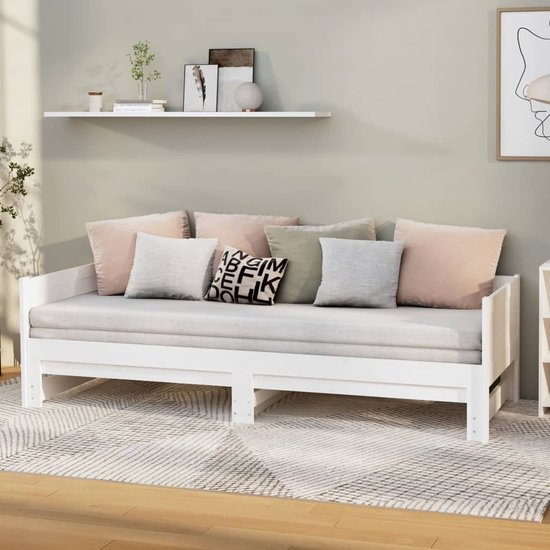 Prolenta Premium – Slaapbank uitschuifbaar massief grenenhout wit 2x(90×190) cm