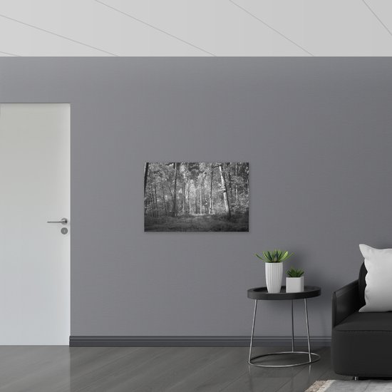 WallClassics - Drapeau - Forêt Zwart / Wit - 90x60 cm Photo sur Drapeau Polyester