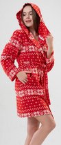 Vienetta dames fleece winter badjas | rood dikke badjas | Lange Mouw | Winter Pyama Dames Volwassenen S