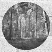 WallClassics - Muursticker Cirkel - Bos Zwart / Wit - 20x20 cm Foto op Muursticker