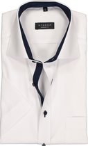 ETERNA comfort fit overhemd - korte mouw - fijn Oxford heren overhemd - wit (blauw gestipt contrast) - Strijkvrij - Boordmaat: 46