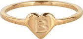 CHARMIN’S - INITIALEN ZEGELRING - HARTJE - GOLDPLATED - R1015-B - LETTER B - MAAT 18 - STAINLESS STEEL - WATERPROOF