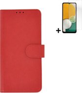 Geschikt voor Samsung Galaxy A04s Hoesje - Bookcase - A04s Screenprotector - Pu Leder Wallet Book Case Rood Cover + Screenprotector
