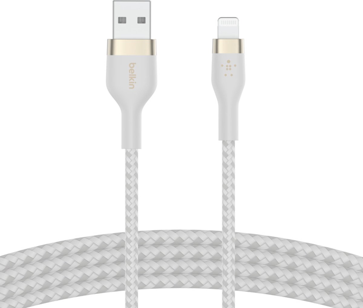 Belkin BOOST CHARGE™ braided  USB-A naar iPhone Lightning - 1m - Wit