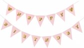 Guirlande en papier Happy Birthday - Bébé Fille, rose clair, 300 cm [ean Promoballons]