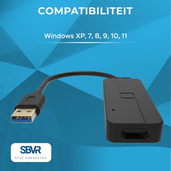 SBVR UH02 - USB A naar HDMI omvormer - 1920x1080 - 60Hz - Full HD - SBVR