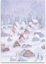 Kerstkaarten | Set van 6 dezelfde kaarten | Sneeuwdorpje | Illu-Straver