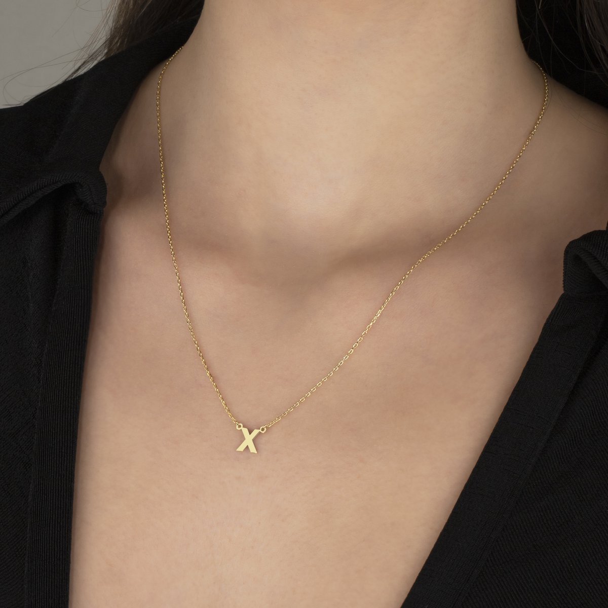 Letterketting X Initial Ketting Zilver (925 sterling) Trendy Minimalistisch Combi Bedel Zilverkleurig Dames Meisje | Cadeau Voor Vrouw