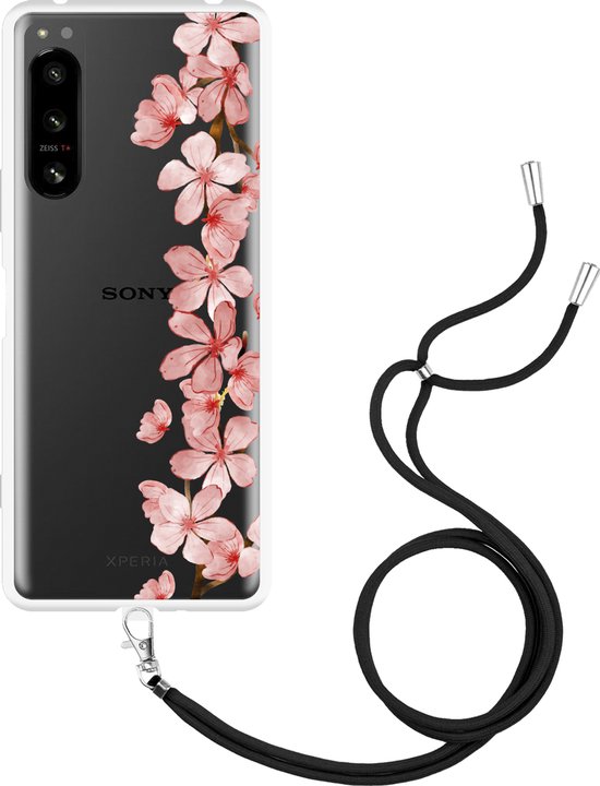 Sony Xperia 5 IV Hoesje met Koord Flower Branch Designed by Cazy