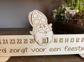 Tina Favache Houten AftelBord Sinterklaas - voor kinderen - maandoverzicht - met laser gravure - vormpjes
