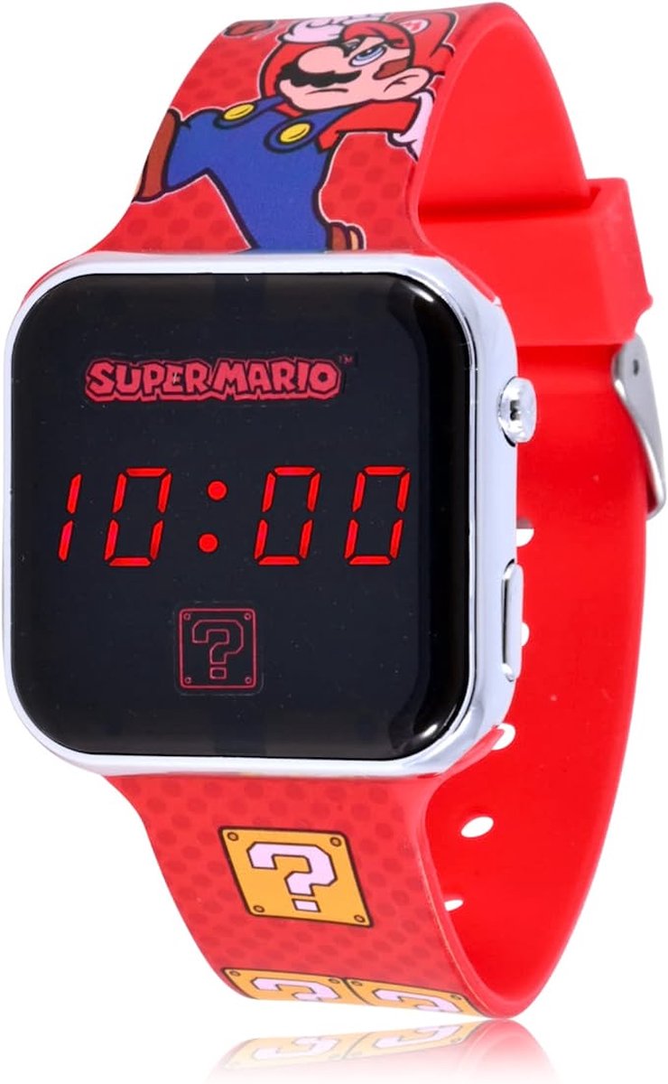 Accutime - LED Watch Super Mario - Kinderhorloge Met LED Display Voor Datum en Tijd - Rood - Accutime