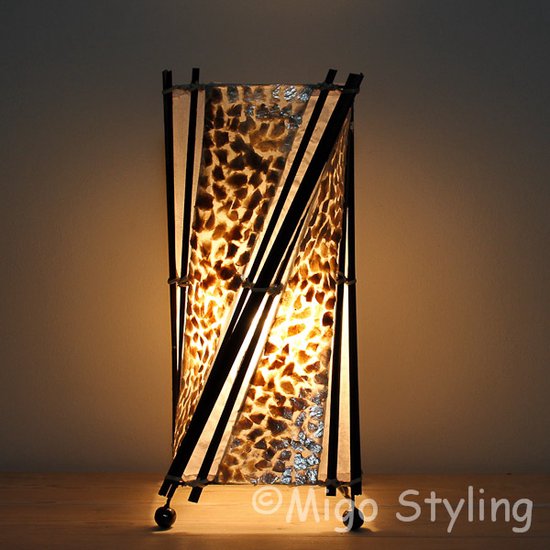 Tafellamp - Schelp - Copper - Gevlokt - Woonkamer - E27 - Twist - Nachtkast lampje - Bedlamp - Hoogte 40 cm - Met Lichtbron