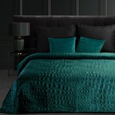 Oneiro’s luxe SALVIA Type 7 Beddensprei Turquoise - 220x240 cm – bedsprei 2 persoons - beige – beddengoed – slaapkamer – spreien – dekens – wonen – slapen