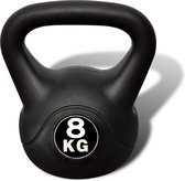 Kettlebell – Gewicht Beton 8 kilo | Sporten – Massief – Kunststof coating | Krachttraining – Sportgewicht – Gewichten | 20 x 20 x 27 cm