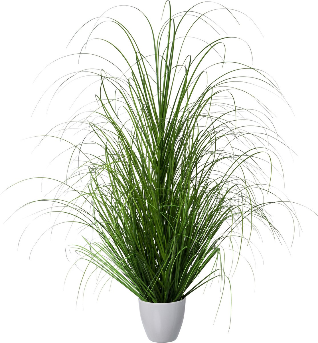 Kopu Kunstplant Zegge Grasplant 90 cm - in Witte Sierpot - Nepplant Groen