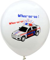 Ballonnen - Politieauto - politie - Sirene - kinderfeestje - partijtje - feest - verjaardag - wit - set van 6