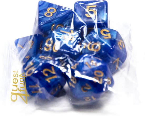 Thumbnail van een extra afbeelding van het spel Dungeons & Dragons dobbelstenen set - Blauw - 7 stuks
