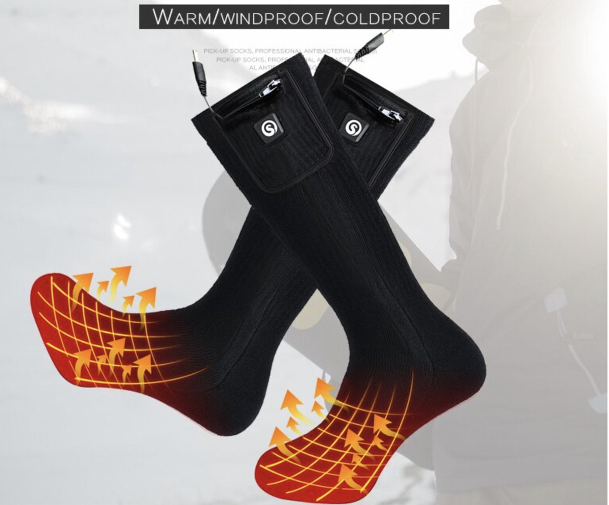 Elektrische Verwarmde Sokken - Winddicht - 7.4V 2200Mah Batterij - Pijnverlichtend - Thermische Sokken Voor Sport Camping Paardrijden Wandelen - Warmte Winter - Heated Socks - Windproof - Tot Wel 7 Uur Warme Voeten - Voetverwarming - Size M