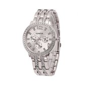 Geneva Silver Crystal Horloge | Zilverkleurig | Staal | Ø 42 mm
