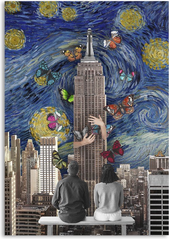 Melli Mello Skyline by Night - wall art - 80x120cm - Dibond - Woonaccessoire - Wanddecoratie - Kunst - Art - Interieur - Schilderij - Poster