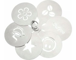cappuccino Sjablonen Coffee Stencils - RVS - Set van 6
