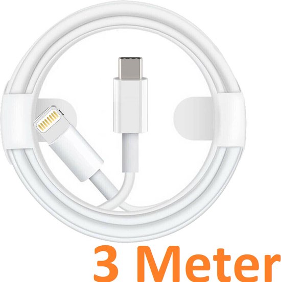 Regulatie bellen Verstrikking 3 Meter Lightning kabel naar USB-C Male oplaadkabel Geschikt voor: Apple  iPhone iPod... | bol.com