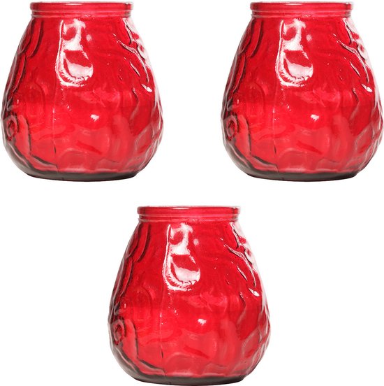 8x Rode lowboy tafelkaarsen 10 cm 40 branduren - Kaars in glazen houder - Horeca/tafel/bistro kaarsen - Tafeldecoratie - Tuinkaarsen