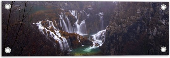 WallClassics - Poster de Jardin - Chutes d'eau Multiples dans la Nature - 60x20 cm Photo sur Poster de Jardin (décoration murale pour l'extérieur et l'intérieur)