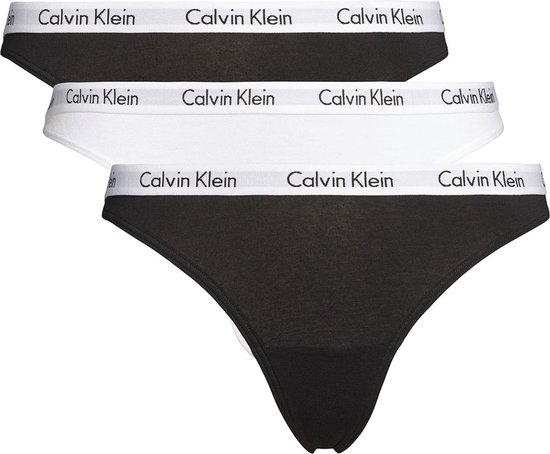 Calvin Klein 3-pack String Dames - Zwart, Wit - Maat XS | bol.com
