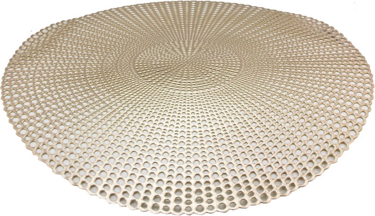Placemat - mat goud - rond - 6x stuks - 40 cm - kunststof - onderlegger - Tafeldecoratie