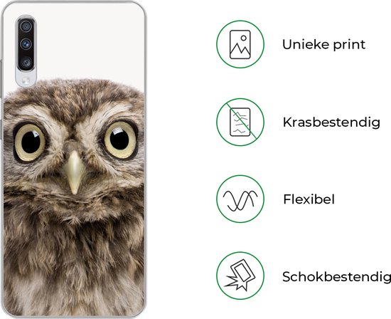 Coque Samsung Galaxy A70 - Hibou - Hibou - Portrait - Yeux - Vogel - Enfants - Garçons - Filles - Coque de téléphone en Siliconen