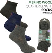 Norfolk - Wandelsokken - 2 paar - 60% Merino Wol Sokken met Snelle Vochtopname - Anti Blaren - Zwart - Maat 43-46 - Sheldon QTR