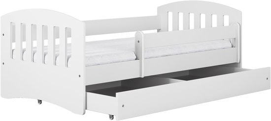 Kocot Kids - Bed classic 1 wit met lade zonder matras 140/80 - Kinderbed - Wit