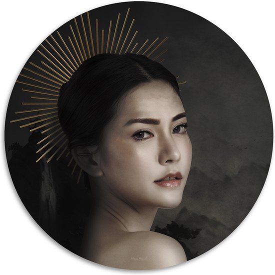 Melli Mello - Queen of Asia - Muurcirkel - Ø70 cm - Wallcircle - Dibond - Woonaccessoire - Kunst - Schilderij