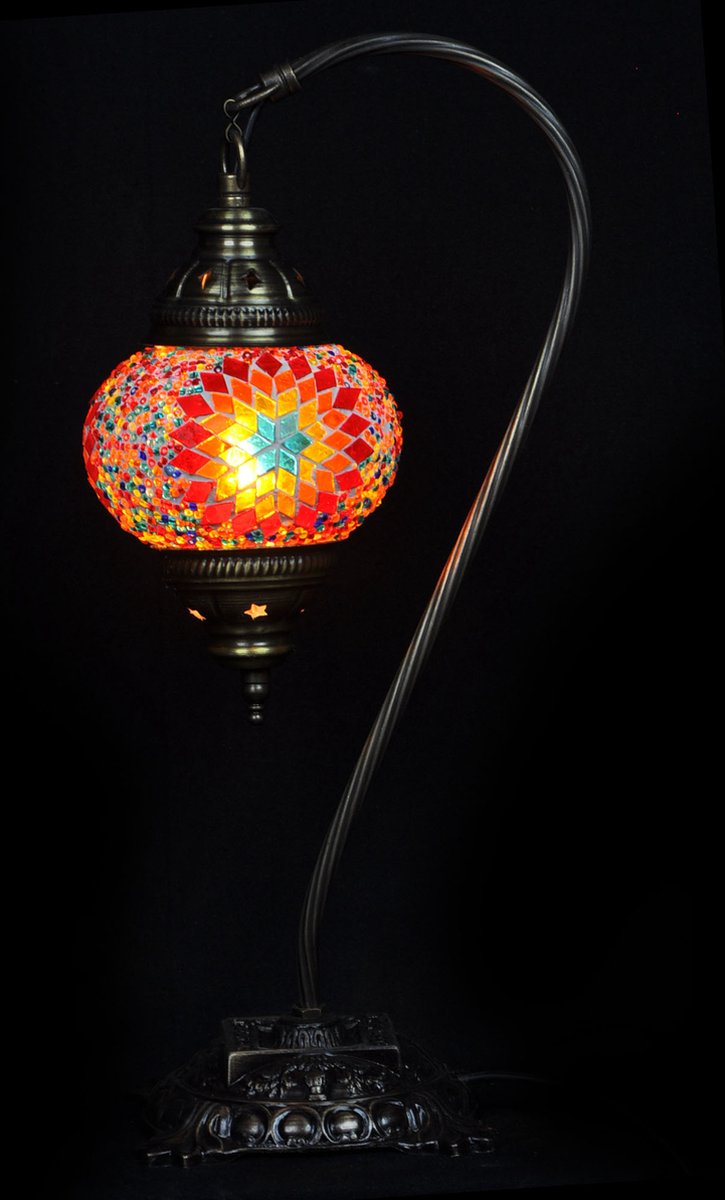 Turkse Lamp - Tafellamp - Boogmodel - Mozaïek Lamp - Marokkaanse Lamp - Oosters Lamp - ZENIQUE - Authentiek - Handgemaakt - Multicolour ster