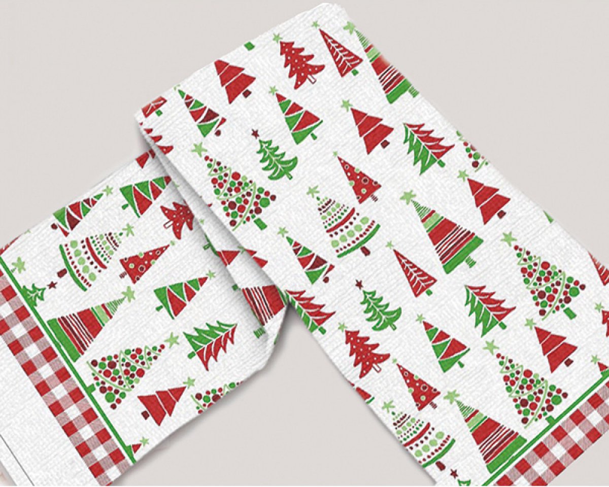 Gastendoekje - Handdoek - Theedoek Kerstboompjes 64x38cm