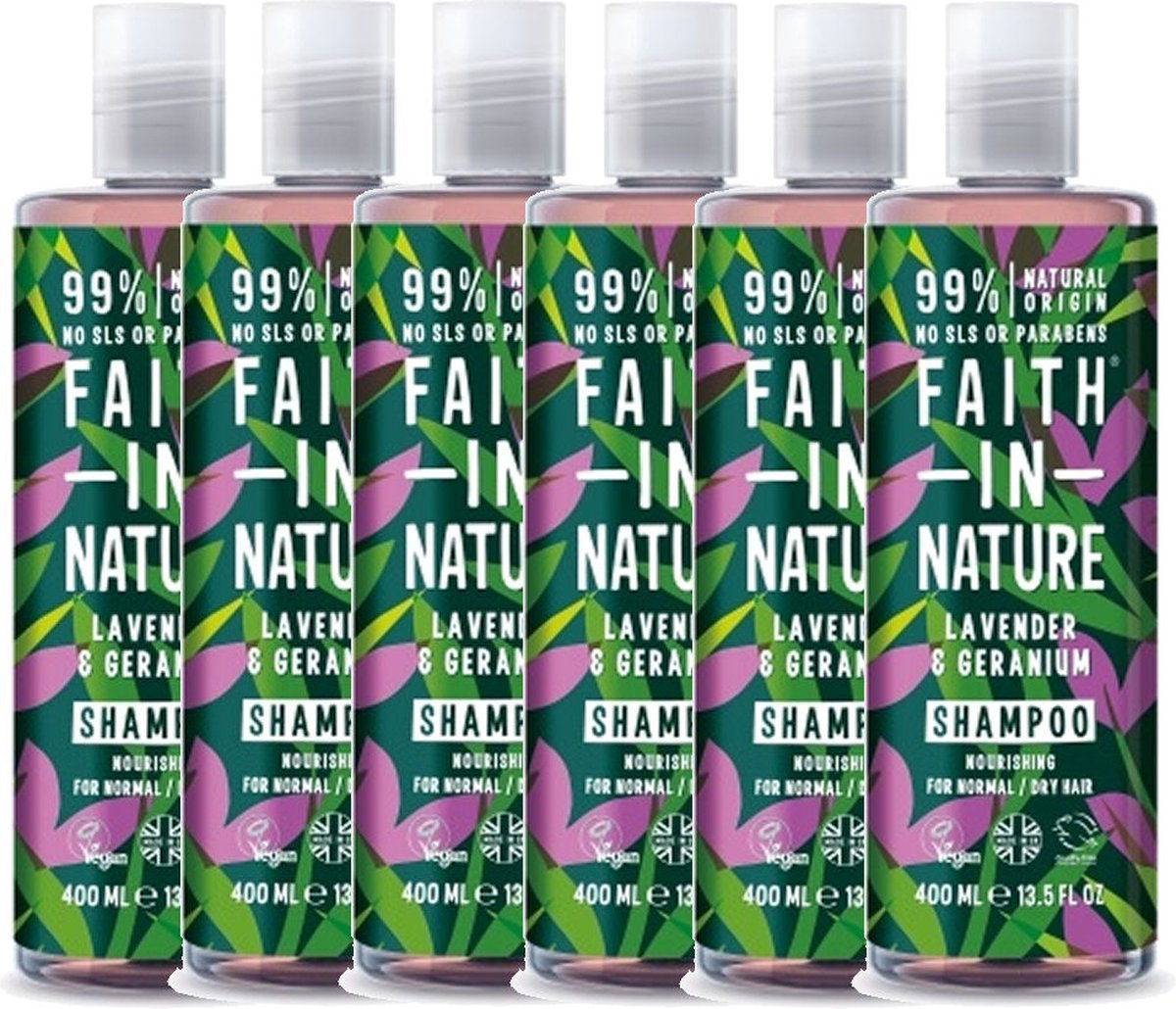 FAITH IN NATURE - Shampoo Lavender & Geranium - 6 Pak - Voordeelverpakking