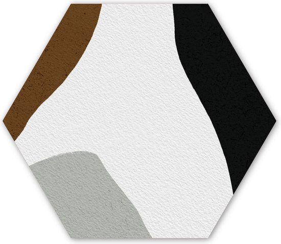 Hexagon wanddecoratie - Kunststof Wanddecoratie - Hexagon Schilderij - Minimalisme - Design - Vormen - 75x65 cm