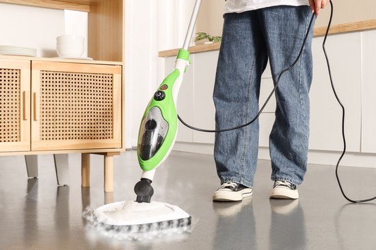 Swiss Pro+ Stoomreiniger 10 in 1 Handstomer - Met Opzetstukken Voor Alle Vloeren, Bank, Badkamer En Tapijt - Groen